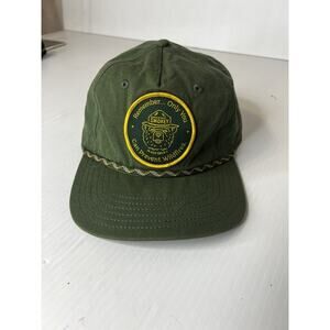 Smokey The Bear Only You Can Prevent Wildfire Snapback Hat Green Patch w/ Rope